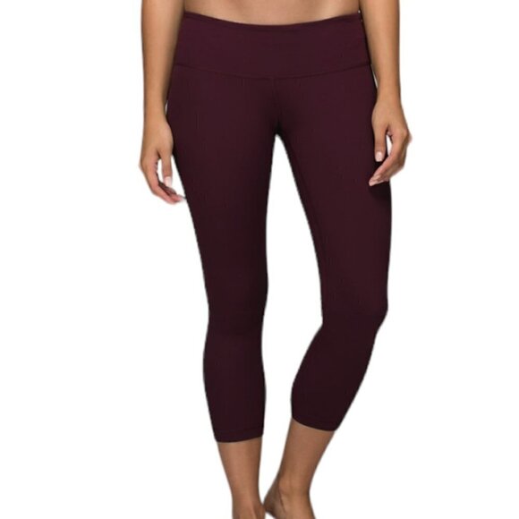 Lululemon Wunder Under Crop Full-On Luxtreme Leggings Bordeaux Drama Red 2 - Picture 1 of 7